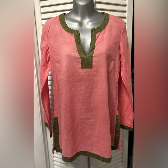 Lucky Brand coral and olive tunic top - Picture 1 of 6